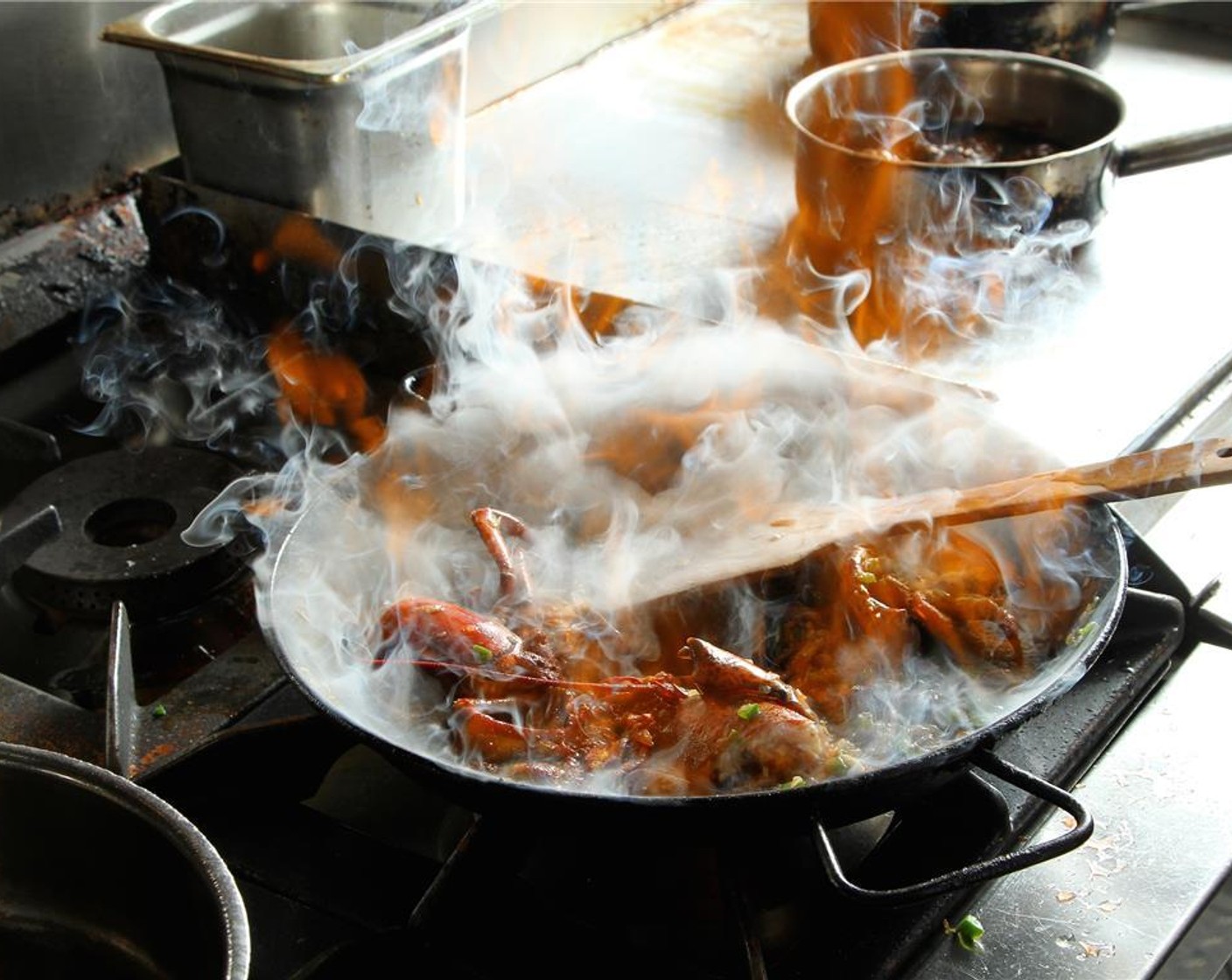 step 14 Add the Brandy (3 Tbsp) and flambé.