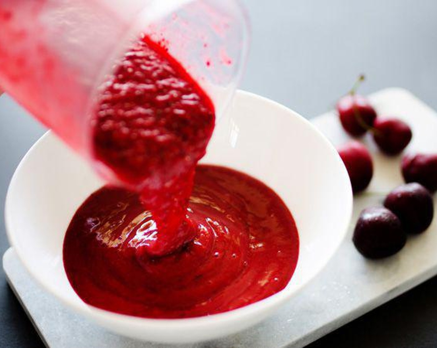 step 1 Blend Black Plum (1 cup), Frozen Cherry (1 cup), Banana (1), Apple Juice (4 Tbsp), Honey (1 Tbsp), and Simply Organic Cinnamon, Ground (1/2 tsp) until smooth. If desired, stir in Chia Seeds (1 Tbsp) for a thicker, more nutritious smoothie.